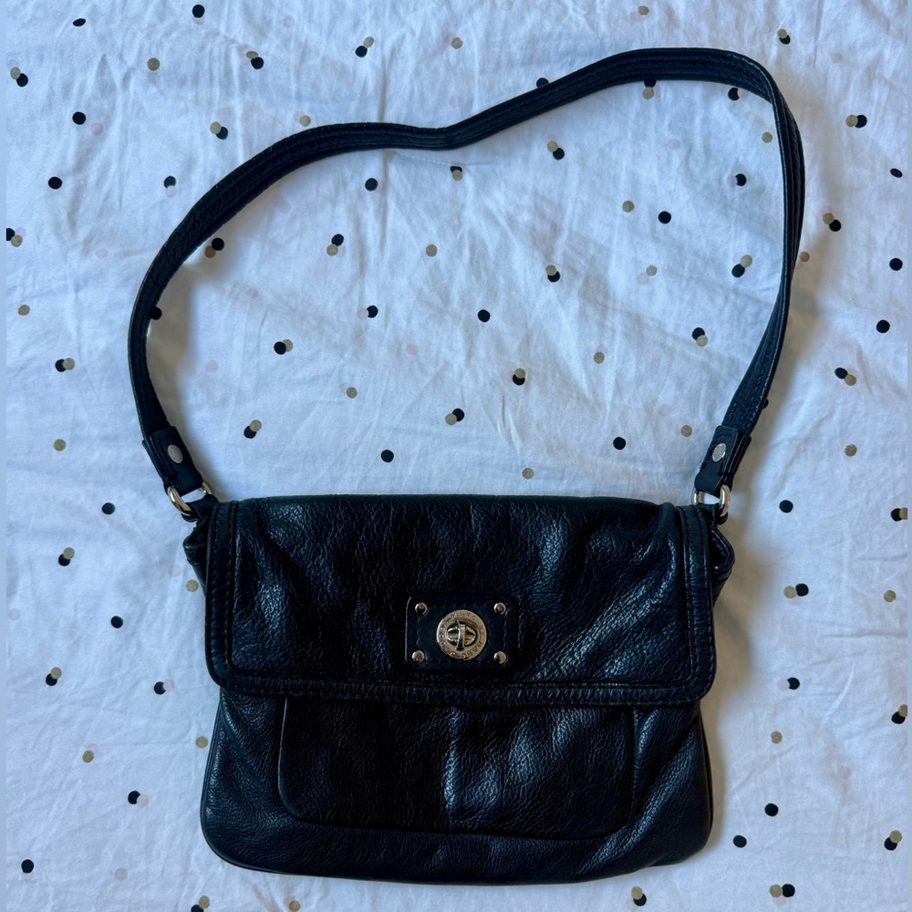 Marc Marc Jacobs Leather Handbag Shoulder Bag Silver hardware Black